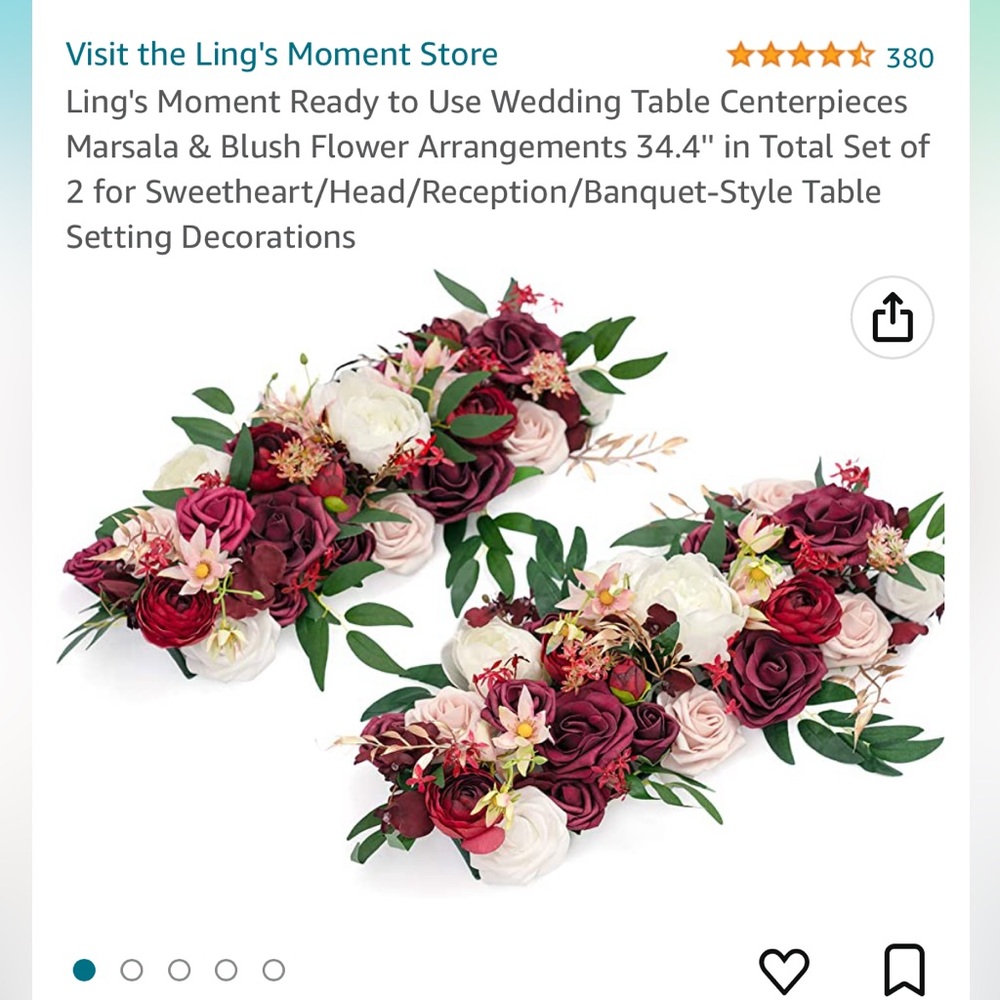 Ling's Moment Wedding Table Marsala Arrangements Qty2 for Sweetheart table
